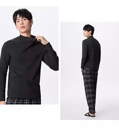 Semir-ropa interior de Cuello medio alto para hombre, cómoda, a la moda, microcepillada, capa Base Simple diaria