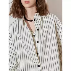 TOYOUTH camisa a rayas para mujer 2025 primavera nueva Lyocell algodón manga larga blusa versátil camisa Tops azul - comprar en línea