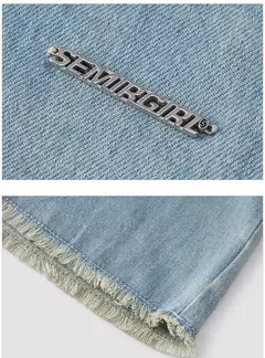Semir-Camisa vaquera para mujer, Top corto de manga larga, holgado, versátil, 2024