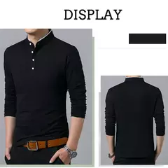 Image of Camiseta polo de manga larga informal de negocios para hombre, camiseta transpirable cómoda de verano para ocasiones formales