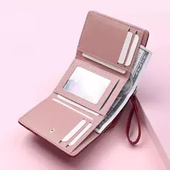 Cartera bordada corta Love Zero para mujer, hebilla de cremallera, bolso de tarjeta de gran capacidad, moda versátil Simple