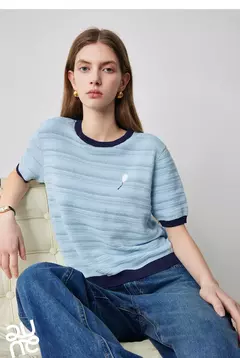 Imagen de TOYOUTH-prendas de punto para mujer, Tops ahuecados con cuello redondo y contraste de Color, novedad de verano 2024