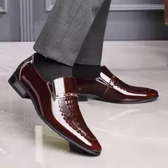 Zapatos de vestir clásicos para hombre, zapatillas formales informales de negocios de cuero de cocodrilo, zapatos Oxford para fiesta de boda y oficina de talla grande - Eleganzie