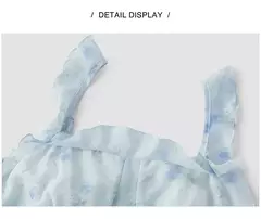 Semir-vestido de diseñador para mujer, gasa con estampado Floral, novedad de verano 2021, sin tirantes, dobladillo con volantes, estilo de vacaciones - comprar en línea