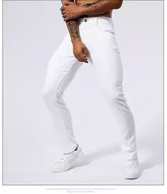 Pantalones vaqueros informales blancos para hombre, nuevos pantalones vaqueros cómodos, elásticos, ajustados, rectos, ropa masculina, ropa de calle - Eleganzie