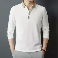 Camisa polo para hombre, novedad de verano, polo de manga larga de alta calidad para hombre, polo informal de negocios a rayas de algodón para hombre, talla M-4XL 302
