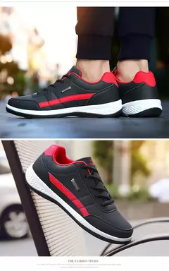 Zapatos de cuero Pu para hombre, zapatillas de deporte informales transpirables de tendencia, calzado antideslizante, zapatos vulcanizados, Tenis Masculino en internet