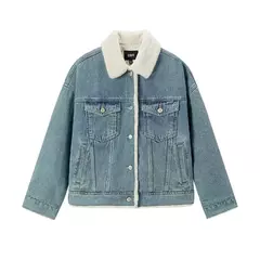Semir-chaqueta vaquera de retales para mujer, chaqueta acolchada con solapa de piel de conejo de imitación, holgada, invierno, 2024 - Eleganzie