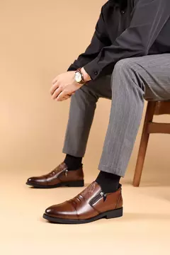 Zapatos de vestir con cremallera y cabeza de león Retro de lujo para hombre, mocasines de negocios para oficina, zapatos de boda para fiesta de alta calidad, nuevo estilo - Eleganzie