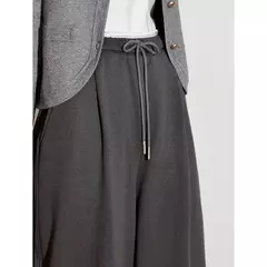 TOYOUTH, pantalones informales para mujer, primavera 2025, nuevo estilo deportivo, pantalones largos rectos de pierna ancha con cordón brillante y cintura elástica