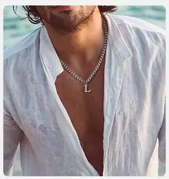Vnox-collar sencillo de A-Z con letras para hombre y mujer, cadena cubana de acero inoxidable, resistente al agua, regalo de joyería - Eleganzie