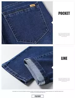 Pantalones elásticos informales de negocios para hombre, pantalón vaquero azul clásico, Vaqueros rectos holgados, talla grande 40 42 44 46 2025 on internet