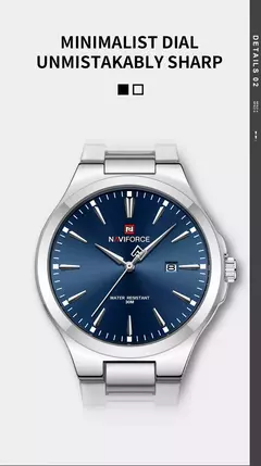 Imagen de NAVIFORCE, diseño Original, relojes de moda para hombre, calendario Simple de acero inoxidable, relojes de pulsera impermeables para hombre, reloj Masculino