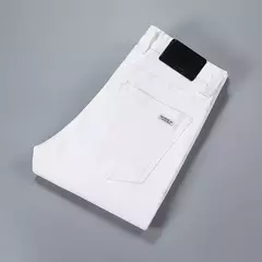 Pantalones vaqueros ajustados blancos para hombre, ropa de estilo clásico, elásticos de alta calidad, de marca, otoño - Eleganzie