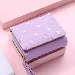Cartera bordada corta Love Zero para mujer, hebilla de cremallera, bolso de tarjeta de gran capacidad, moda versátil Simple - Eleganzie