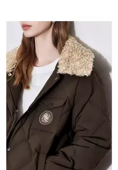 TOYOUTH-abrigo de plumas para mujer, abrigo largo medio grueso con cuello de piel nueva y botones de un solo pecho, invierno 2024 - Eleganzie