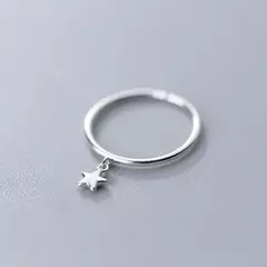 Anillo Ajustable de Plata 925 – Diseño Minimalista en Forma de Estrella