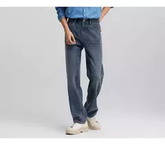 Image of Semir Jeans hombres 2025 primavera nuevos pantalones largos Vintage pantalones rectos sueltos Simple relajado