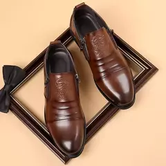 Zapatos de vestir con cremallera y cabeza de león Retro de lujo para hombre, mocasines de negocios para oficina, zapatos de boda para fiesta de alta calidad, nuevo estilo
