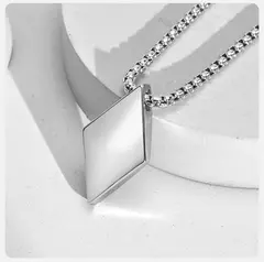Vnox Collar de rombo para hombre, colgante geométrico de acero inoxidable con cadena de caja ajustable, collar minimalista clásico simple
