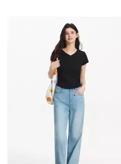 Semir-Camiseta de manga corta para mujer, Top recortado ajustado con hombros descubiertos, Top bordado de verano 2025, versátil para trajes elegantes - comprar en línea