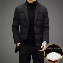 Chaqueta de plumón elegante y guapo para hombre, traje de negocios informal de longitud media, cuello de bufanda, coa de invierno, alta calidad, 2024 on internet