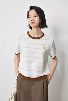 TOYOUTH-prendas de punto para mujer, Tops ahuecados con cuello redondo y contraste de Color, novedad de verano 2024 - tienda en línea