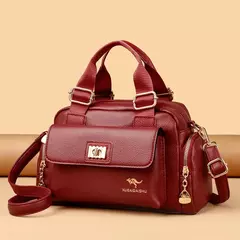 Imagen de Bandolera de cuero de PU de alta calidad para mujer, bolso cruzado de mano, bandolera para mujer, bolso multibolsillo para desplazamientos diarios