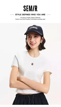 Semir-Camiseta de manga corta para mujer, Jersey recortado ajustado adelgazante, novedad de verano 2021, jersey bordado, bonito para todos los días y elegante - comprar en línea