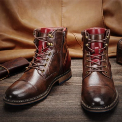 Botas talla 7-13 para hombre, marca 2024, botas cómodas de moda de cuero # AL603C4