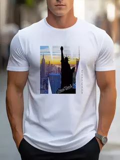 Camiseta holgada de verano 100% algodón puro para hombre, talla grande NY, estampado gráfico, informal, ajustada, cuello redondo, manga corta - buy online