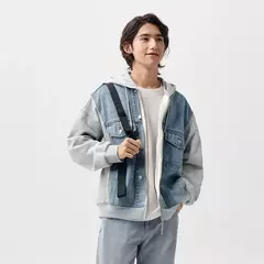 Chaqueta Semir para hombre, chaqueta vaquera de retales bordada, Top con capucha de dos piezas de imitación de primavera de gran tamaño on internet