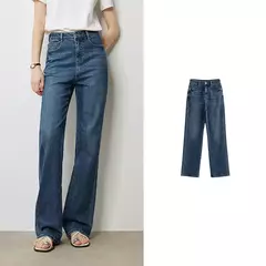 Imagen de TOYOUTH-pantalones vaqueros de mezclilla para mujer, Vaqueros largos de cintura alta con forma de pera lavada a la piedra, novedad de otoño, 2024