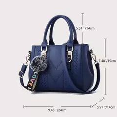 Bolsos de mensajero bordados, bolsos de cuero para mujer, bolsos para mujer, bolso principal de mano con bola de pelo para mujer