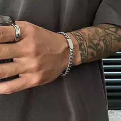 Vnox Pulseras de cadena cubana para hombre y mujer, pulsera de eslabones de acero inoxidable de 7,5 mm, joyería de personalidad simple ajustable