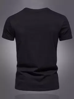 Image of Camiseta deportiva informal de algodón puro 100% de verano para hombre, camiseta holgada de gran tamaño con estampado de letras simples y cuello redondo, camiseta de manga corta