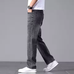 Pantalones vaqueros nuevos para hombre en primavera y verano 2025, algodón elástico de alta calidad, tubo recto suelto, pantalones elásticos de algodón a la moda 28-40 - online store