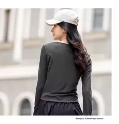 Semir-Camiseta de manga corta para mujer, camiseta ajustada diseñada para lucir más delgada, Top con dobladillo de volantes elegante, novedad de otoño 2024 - comprar en línea