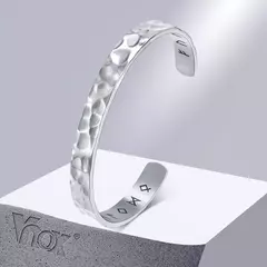 Vnox Pulseras vikingas nórdicas para hombres y mujeres, brazalete de acero inoxidable martillado hecho a mano, joyería de regalo Rock Punk