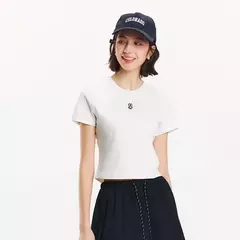 Imagen de Semir-Camiseta de manga corta para mujer, Jersey recortado ajustado adelgazante, novedad de verano 2021, jersey bordado, bonito para todos los días y elegante