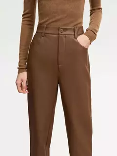 AMII-pantalones minimalistas hasta el tobillo para mujer, pantalón informal, de piel sintética, rectos, lisos, a la moda, para invierno, 2024 12344138 - online store