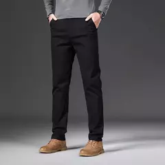 Pantalones informales 97% algodón para hombre, moda de otoño, cómodos, elásticos, ajustados, rectos, de negocios, negro, verde militar, caqui