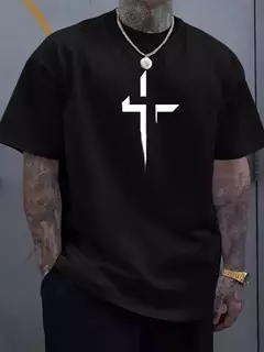 Camiseta de manga corta con cuello redondo para hombre, 100% de algodón puro, informal, holgada, de talla grande, con estampado creativo cruzado, deportiva, cómoda, de verano - Eleganzie