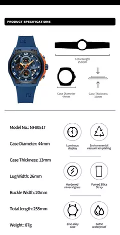 NAVIFORCE, reloj Original de lujo de alta calidad para hombre, correa de silicona, reloj de pulsera de cuarzo resistente al agua para hombre, reloj deportivo, reloj Masculino