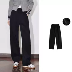 TOYOUTH pantalones de chándal informales de lana para mujer 2024 Otoño e Invierno nueva cintura elástica Ankela pantalones largos de plátano cálidos gruesos rojos - Eleganzie