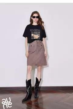 TOYOUTH falda de mujer 2025 primavera nuevo estilo americano High Street una línea hasta la rodilla ropa de trabajo falda vaquera - tienda en línea