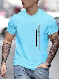 Camiseta de manga corta con cuello redondo y estampado de nueva ciudad de trabajo 100% algodón de talla grande de verano para hombre - online store