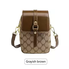 Bolso redondo pequeño con cruz diagonal a cuadros para mujer, bolso de hombro con tapa retro en contraste - comprar en línea