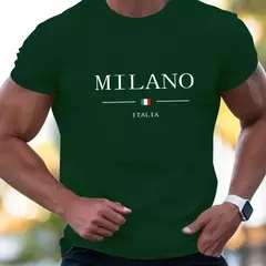 Camiseta deportiva informal holgada de algodón 100% para hombre, camiseta de manga corta con cuello redondo y estampado MILANO, cómoda, para compras, verano - comprar en línea