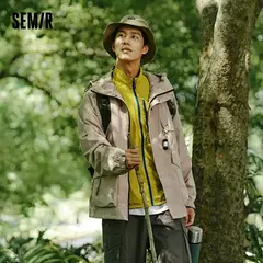 Chaqueta Semir para hombre, prendas de vestir exteriores, chaqueta holgada con capucha de tres pruebas para exteriores, mangas con hombros caídos y bolsillos grandes, otoño 2024